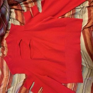 Red Turtleneck with Cut Out Arms